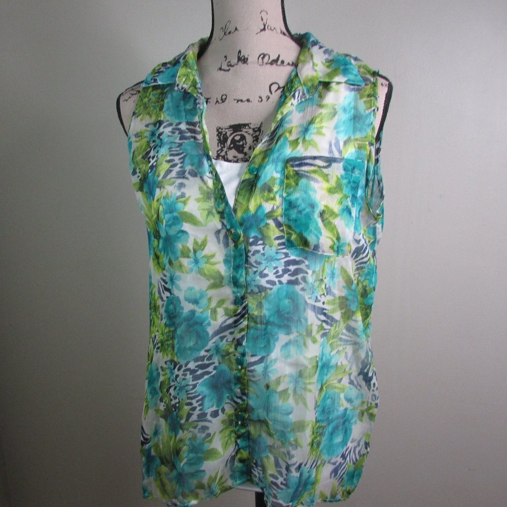French Laundry Blouse S Sleeveless Floral